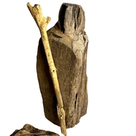 Handcrafted Art Design Driftwood Holy Family Angel 5PC Nativity Manger-Rare Find - Picture 10 of 14